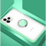 SULADA Enjoy Series Matte PC back + Silicone Frame + Metal Ring Holder Kickstand Phone Case for iPhone 11 Pro – Light Green