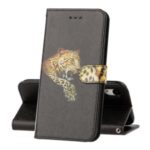 Silk Texture Pattern Printing Wallet Stand Leather Case for iPhone XR 6.1 inch – Black