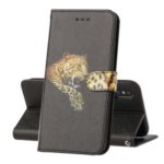 Silk Texture Pattern Printing Wallet Stand Leather Phone Case for iPhone XS Max 6.5 inch – Black