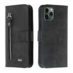 Zipper Pocket Wallet Stand Flip Leather Phone Casing for iPhone 11 Pro Max 6.5 inch – Black