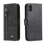 Zipper Pocket Wallet Stand Leather Flip Phone Case for iPhone X/XS 5.8 inch – Black