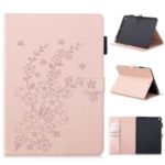 Imprint Plum Blossom Wallet Leather Stand Shell Tablet Cover for iPad 10.2 (2019) – Rose Gold