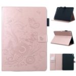 Imprint Butterfly Wallet Leather Stand Shell Tablet Cover for iPad 10.2 (2019) – Rose Gold