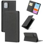 Auto-absorbed Cloth Texture Leather Stand Case with Card Slots for iPhone 11 6.1 inch – Black
