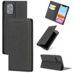 Auto-absorbed Cloth Texture Leather Card Holder Case for iPhone 11 Pro Max 6.5 inch – Black