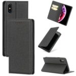 Auto-absorbed Cloth Texture Leather Card Holder Case for iPhone XS Max 6.5 inch – Black