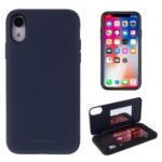 MERCURY GOOSPERY Auto-absorbed PC+TPU Cell Shell with Card Holder Mirror for iPhone XR 6.1 inch – Dark Blue