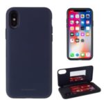 MERCURY GOOSPERY Auto-absorbed Plastic+TPU Phone Case with Card Holder Mirror for iPhone XS / X 5.8-inch – Dark Blue