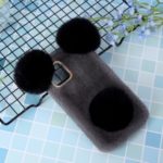 Panda Shaped Soft Fur Coated TPU Phone Case for iPhone 11 Pro 5.8 inch – Dark Grey/Black