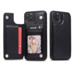 Crazy Horse Leather Coated TPU Phone Case with Card Slots Kickstand Shell for iPhone 11 Pro 5.8-inch – Black