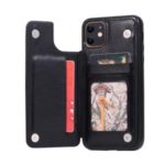 Crazy Horse Leather Coated TPU Phone Case with Card Slots Kickstand Shell for iPhone 11 6.1-inch – Black