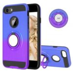 Finger Ring Kickstand Gradient Color Detachable TPU + PC Hybrid Case Shell for iPhone 8/7/6s/6 (Built-in Metal Sheet) – Blue / Purple