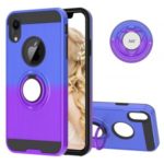 Finger Ring Kickstand Gradient Color Detachable TPU + PC Combo Cover for iPhone XR 6.1 inch (Built-in Metal Sheet) – Blue / Purple