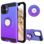 Finger Ring Kickstand Gradient Color Detachable TPU + PC Hybrid Case for iPhone 11 6.1 inch (Built-in Metal Sheet) – Blue / Purple