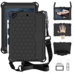 Honeycomb Texture PC + Silicone Tablet Hybrid Case with Shoulder Strap for Apple iPad 9.7-inch (2018)/(2017)/iPad Pro 9.7 inch (2016)/iPad Air 2/Air (2013)  – Black