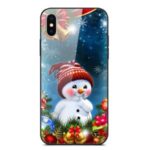 Christmas Series Glass + PC + TPU Hybrid Cell Phone Case for iPhone X/XS 5.8 inch – Snowman