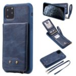 PU Leather Coated TPU Cover with Card Holders [Vertical Flip] for iPhone 11 Pro Max 6.5-inch – Blue