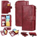 Vintage Style Multifunctional PU Leather Wallet Phone Case Cover for iPhone 11 6.1-inch – Red