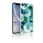 For iPhone XR 6.1 inch Marble Pattern Silver Plated IMD PC Back Plate + TPU Frame Cover – Style A