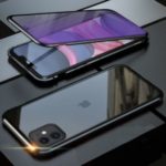 Blue Devil Series Magnetic Metal Frame + Double-sided Tempered Glass Anti-blue-ray Casing for iPhone 11 6.1 inch – Black