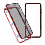 For Samsung Galaxy A70 Anti-peep Magnetic Metal Frame + Tempered Glass Covering Phone Case – Red