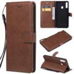 Leather Stand Wallet Phone Cover Case for Samsung Galaxy A20s – Brown