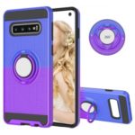 Finger Ring Kickstand Gradient Color Detachable TPU + PC Hybrid Case for Samsung Galaxy S10 (Built-in Metal Sheet) – Blue / Purple