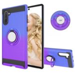 Finger Ring Kickstand Gradient Color Detachable TPU + PC Hybrid Cover for Samsung Galaxy Note 10 5G/Note 10 (Built-in Metal Sheet) – Blue / Purple