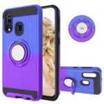 For Samsung Galaxy A40 Gradient Color 2 in 1 360 Degree Ring Kickstand Shell – Blue/Purple