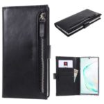 MOLANCANO Zipper Pocket Wallet Flip Leather Cell Phone Case for Samsung Galaxy Note 10/Note 10 5G – Black