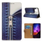 Pattern Printing Leather Wallet Stand Case for Samsung Galaxy S11 – Jeans Metal Zipper