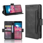 PU Leather Multiple Card Slots Phone Wallet Stand Case Shell for Sony Xperia 8 – Black