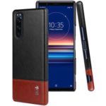 IMAK Ruiyi Series PU Leather Coated PC Back Case + Explosion-proof Screen Protector for Sony Xperia 5 – Black