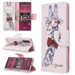 Pattern Printing Wallet Stand Leather Phone Cover for Sony Xperia 5 / XZ5 – Giraffe