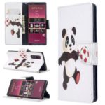 Pattern Printing Wallet Stand Leather Phone Cover for Sony Xperia 5 / XZ5 – Football And Panda
