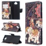 Pattern Printing Leather Wallet Case for Sony Xperia 8 – Flower and Elephant