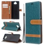 Assorted Color Jeans Cloth Leather Wallet Shell Casing for Sony Xperia 8 – Green