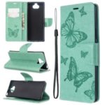 Imprint Butterfly Wallet Leather Stand Case for Sony Xperia 8 – Green