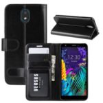 Crazy Horse Texture PU Leather Stand Wallet Flip Phone Shell for LG K30 (2019) – Black