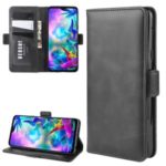Magnet Adsorption Leather Wallet Stand Covering for LG G8X ThinQ – Black