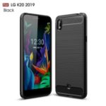 Shockproof Carbon Fiber Texture Brushed TPU Phone Shell for LG K20 (2019) – Black