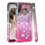 Gradient Glitter Powder Quicksand Rhinestone Decor TPU Phone Case for LG W30 – Grey / Rose