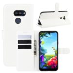 Litchi Grain Wallet Leather Phone Cover for LG K40S – White