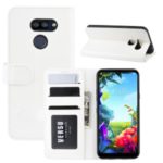 Crazy Horse Skin Leather Wallet Casing Shell for LG K40S – White