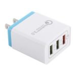 AR-QC-03 2.1A Fast Charger Travel USB Wall Charger Adapter with 3 Ports – Blue, US Plug