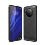 IPAKY Brushed Carbon Fiber Texture TPU Cover Phone Accessory for Huawei Mate 30 Pro – Black