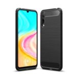 Shockproof Carbon Fiber Texture Brushed TPU Phone Cover for Huawei Honor 20 Lite – Black