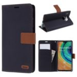 ROAR Twill Grain Leather Wallet Case for Huawei Mate 30 – Black