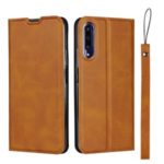Cell Phone Leather Stand Case with Card Slot for Huawei Honor 9X Pro – Brown