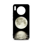Embossment Style Printing TPU Case Shell for Huawei Mate 30 – Black / Moon